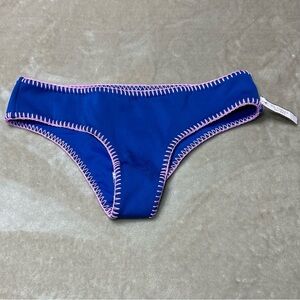 Victoria's Secret Blue Pink Whip Stitching Bikini Bottom NWT Size Small
